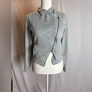 BB Dakota Asymmetrical Knit Motocross Inspired Gray Zip-Up Jacket